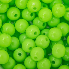 6mm Round Plastic Beads 100/pk - Neon Green Yellow