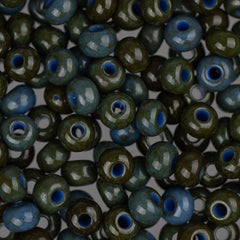 6/0 Czech Seed Beads #118 Travertine On Medium Blue 22g