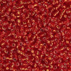 15/0 Miyuki Seed Beads #0010 Silver Lined Flame Red 8.2g