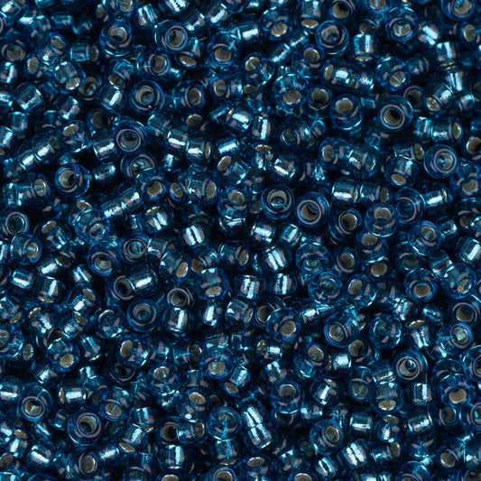 15/0 Miyuki Rocailles #1425 Zircon Bleu Doublé d'Argent 8.2g