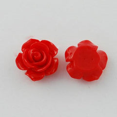 15mm Red Flower Resin Cabochons 10/pk