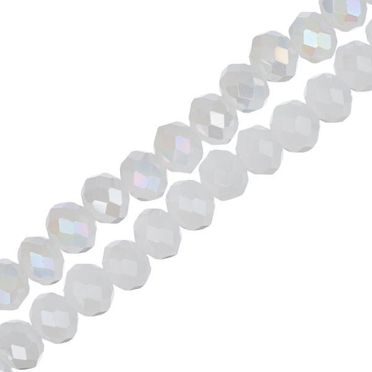 Crystal Lane Rondelle 3x4mm Op White Matt AB 110/Strand