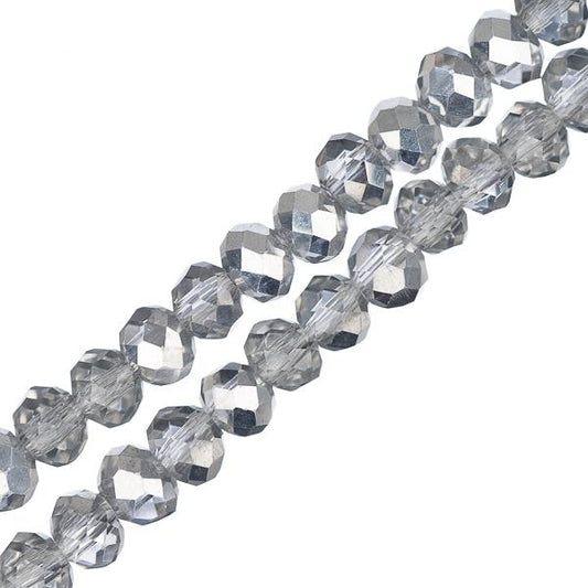 Crystal Lane Rondelle 3x4mm Tr Half Silver Iris 110/Brin