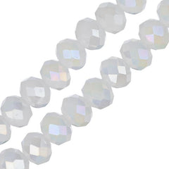 Crystal Lane Rondelle 4x6mm Op White Matt AB 2x7" Strand