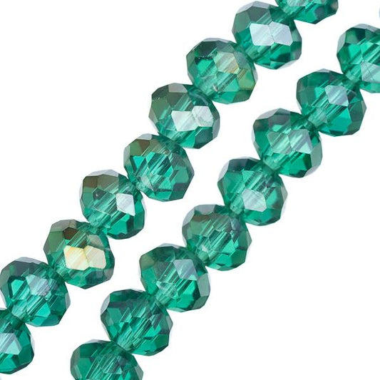 Crystal Lane Rondelle 4x6mm Transparent Vert Foncé AB 78/Brin