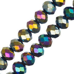 Crystal Lane Rondelle 4x6mm Opaque Multi Iris 2x7" Strand