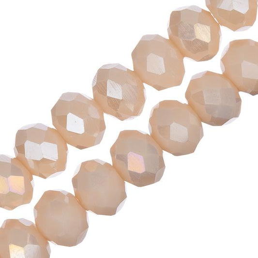 Crystal Lane Rondelle 6x8mm Crème Opaque AB 58/Fil