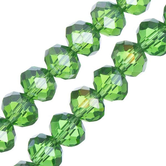 Crystal Lane Rondelle 6x8mm Transparent Green AB 58/Strand