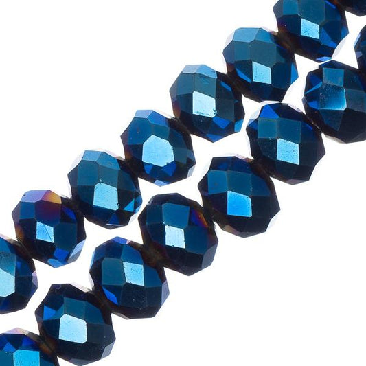 Crystal Lane Rondelle 6x8mm Opaque Blue Iris 58/Strand