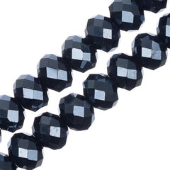 Crystal Lane Rondelle 6x8mm Op Gunmetal Luster 2x7" Strand