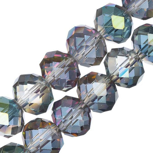 Crystal Lane Rondelle 8x10mm Tr Rose Green Luster 46/Strand