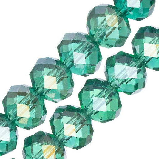 Crystal Lane Rondelle 8x10mm Transparent Dark Green AB 46/Strand