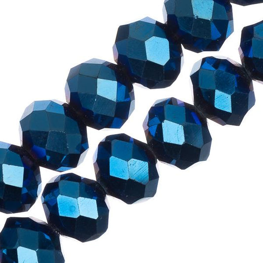 Crystal Lane Rondelle 8x10mm Opaque Blue Iris 46/Strand