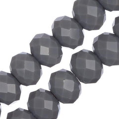 Crystal Lane Rondelle 8x10mm Opaque Grey 2x7" Strand