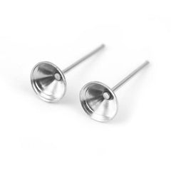 Nickel Earring Studs with 6mm Cup 100/pk