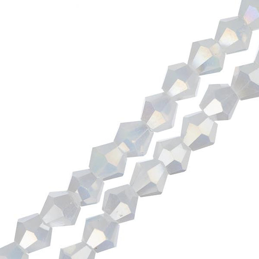 Crystal Lane Bicone 4mm Op White Matt AB 96/Strand