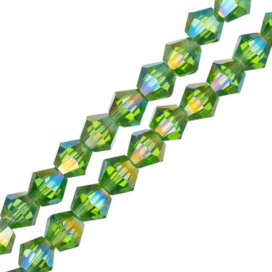 Crystal Lane Bicone 4mm Transparent Green AB 96/Strand