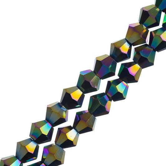Crystal Lane Bicone 4mm Opaque Multi Iris 96/Strand