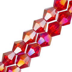 Crystal Lane Bicone 6mm Transparent Red AB 2x7" Strand