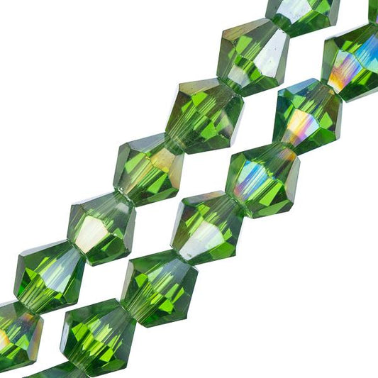 Crystal Lane Bicone 6mm Transparent Green AB 64/Strand