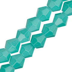 Crystal Lane Bicone 6mm Op Turquoise Green 2x7" Strand