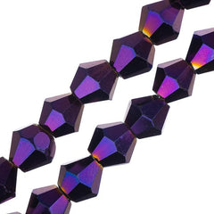 Crystal Lane Bicone 6mm Opaque Purple Iris 2x7" Strand
