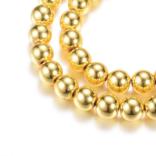 Hematite Gold Plated Beads 4mm Round (Synthetic) 15-16" Strand