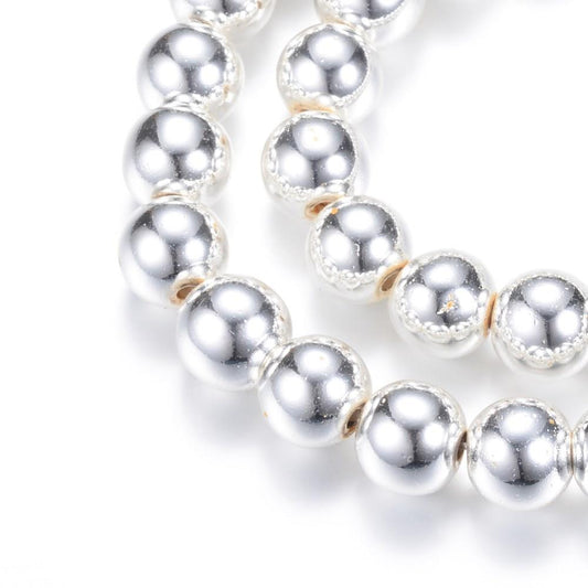 Perles plaquées argent hématite de 8 mm (synthétique) 15-16" Strand