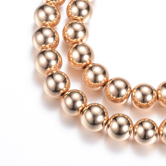 Hematite Light Gold Plated Beads 4mm Round (Synthetic) 15-16" Strand
