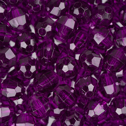 Faceted Plastic Beads 6mm Transparent Dark Amethyst 1080/pk