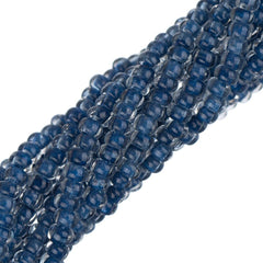 11/0 Czech Seed Beads #01007 Colour Lined Blue 6 Strand Hank
