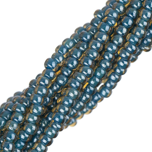 11/0 Czech Seed Beads #01020 Colour Lined Light Blue 6 Strand Hank