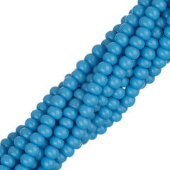 11/0 Czech Seed Beads #34905 Opaque Turquoise Blue 6 Strand Hank