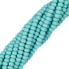 11/0 Czech Seed Beads #34910 Opaque Turquoise 6 Strand Hank