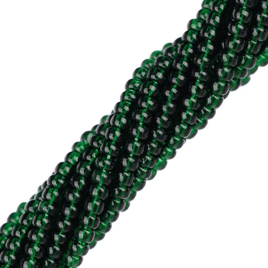 11/0 Perles de Rocailles Tchèques #34931 Transparent Vert Foncé 6 Brins Hank