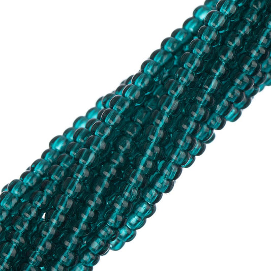 Perles de rocaille tchèques 11/0 #34932 vert sarcelle transparent 6 brins Hank