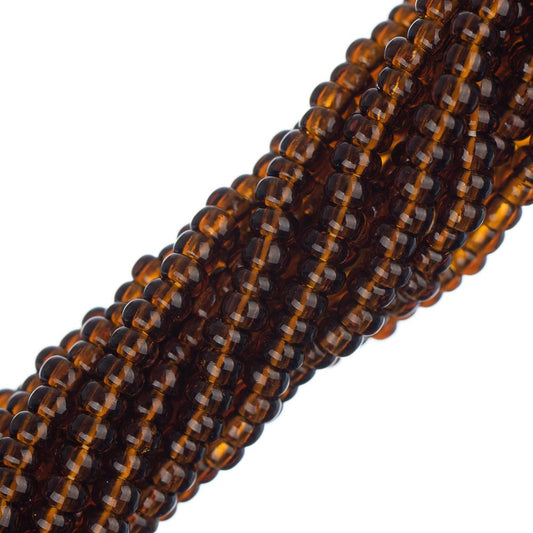 Perles de rocaille tchèques 11/0 #34934 brun transparent 6 brins Hank