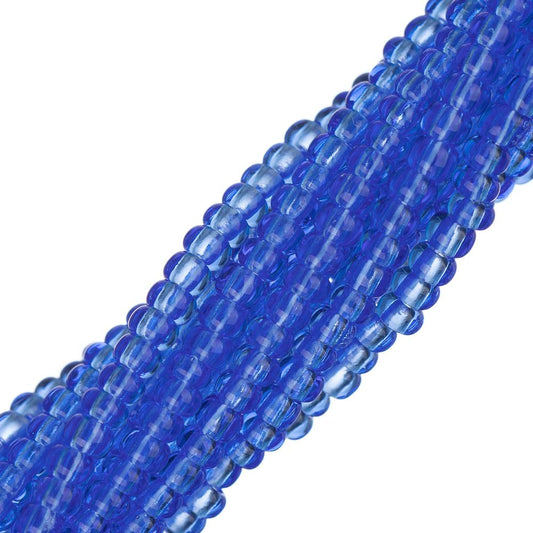 Perles de rocaille tchèques 11/0 #34938 saphir clair transparent 6 brins Hank