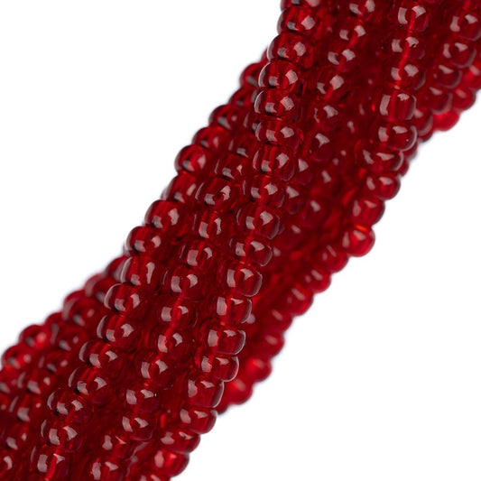 Perles de rocaille tchèques 11/0 #34941 rouge transparent 6 brins Hank