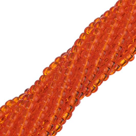 Perles de rocaille tchèques 11/0 #34942 Orange transparent 6 brins Hank