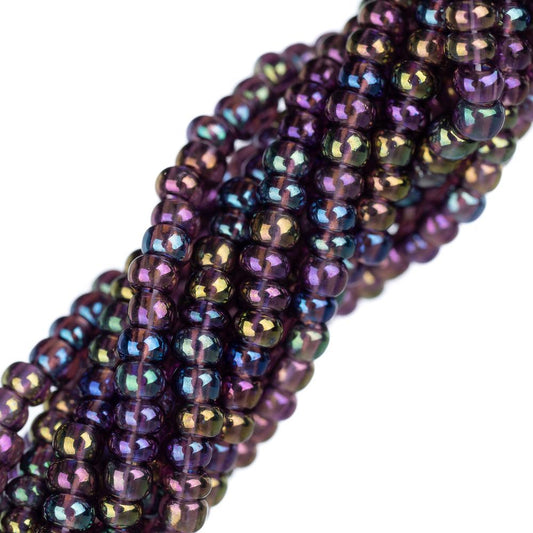 Perles de rocaille tchèques 11/0 #34946 Mauve transparent AB 6 brins Hank