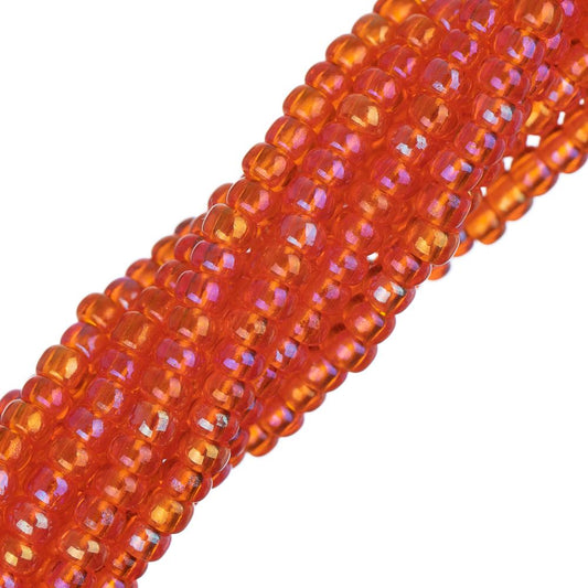Perles de rocaille tchèques 11/0 #34947 Orange transparent AB 6 brins Hank