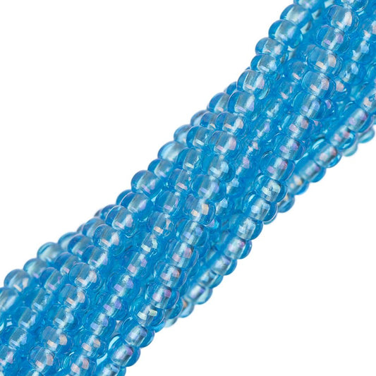 Perles de rocaille tchèques 11/0 #34952 Transparent Aqua AB 6 brins Hank