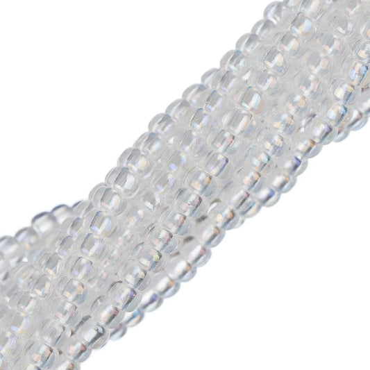 Perles de rocaille tchèques 11/0 #34954 cristal transparent AB 6 brins Hank