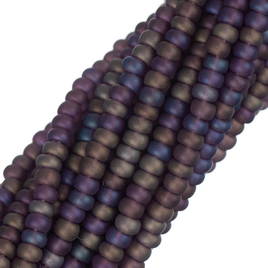 Perles de rocaille tchèques 11/0 #34963 mauve transparent mat AB 12 brins Hank