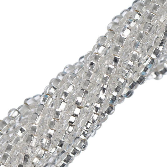 Perles de rocaille tchèques 11/0 #34969 cristal doublé d'argent 6 brins Hank