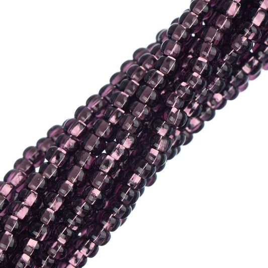 Perles de rocaille tchèques 11/0 #34975 violet doublé d'argent 6 brins Hank