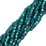 Perles de rocaille tchèques 11/0 #34982 vert sarcelle doublé d'argent 12 brins Hank