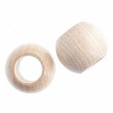 20x16mm Perles Rondes en Bois Naturel 5/pk