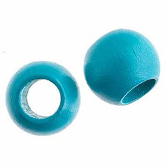 20x16mm Turquoise Round Wood Beads 5/pk